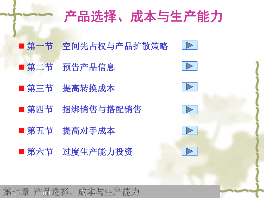 第七章产品选择成本与生产能力